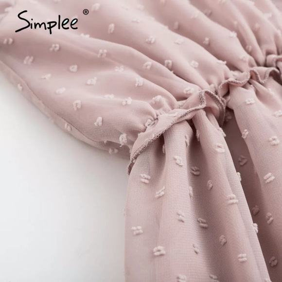 Simplee Sexy V-Neck women ruffle pink Dress NWT - Picture 6 of 6